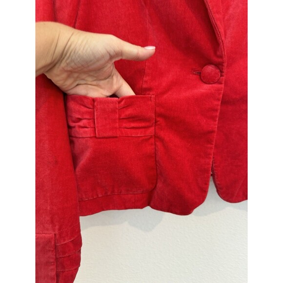 Apostrophe Women's Red Velvet Blazer Pockets Chic Girly Career 2 *Stain - Picture 3 of 14